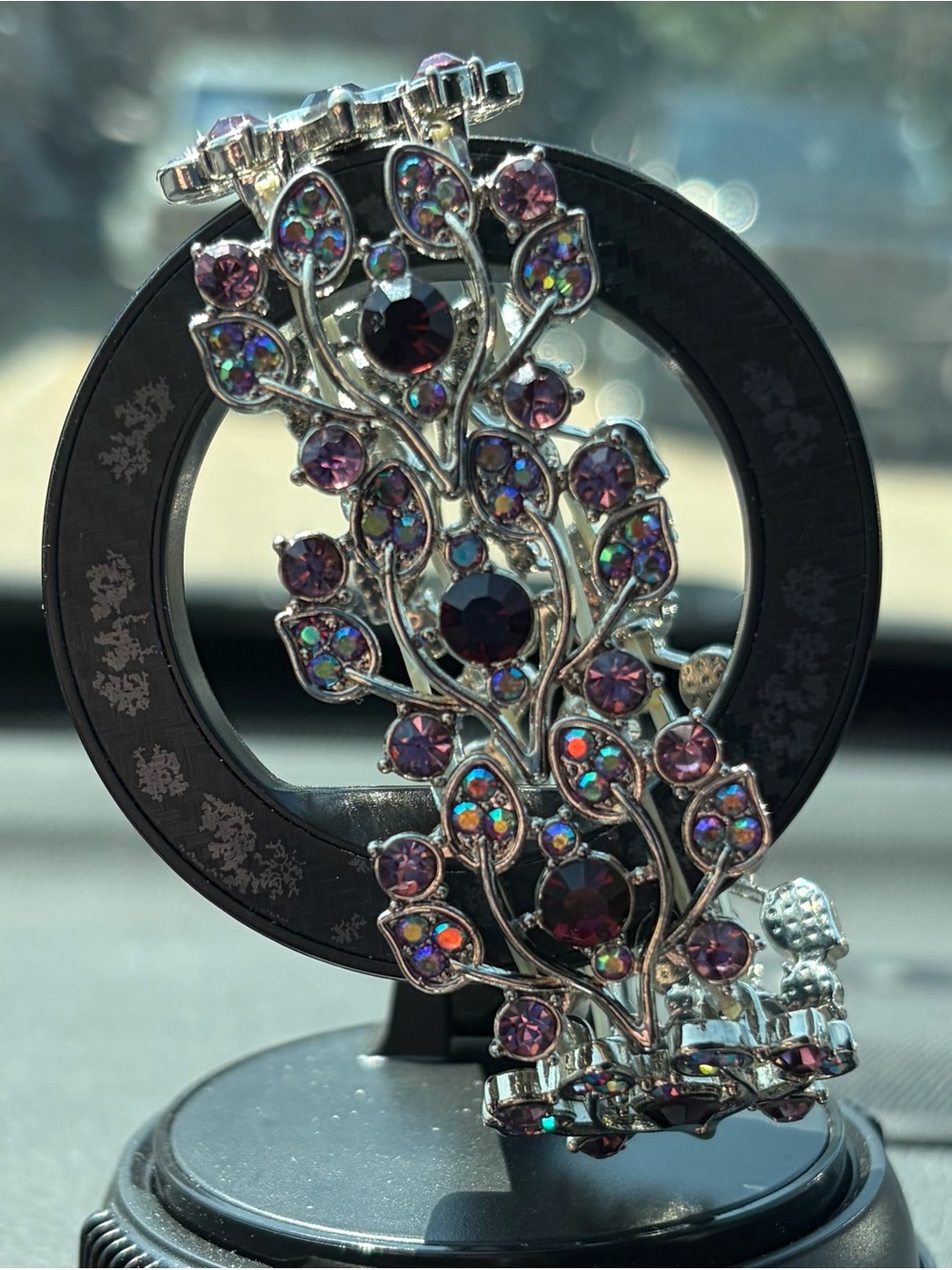 Aurora Leaf Vine Bracelet with Red Rhinestones